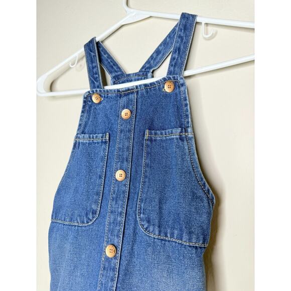 Levi's Girl's Bib Overall Denim Jean Skirt Jumper 5 Regular Button Down Pocket - Picture 3 of 8